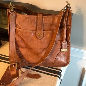 Frye Leather Campus Crossbody Bag Saddle Cognac Brown Retail $328